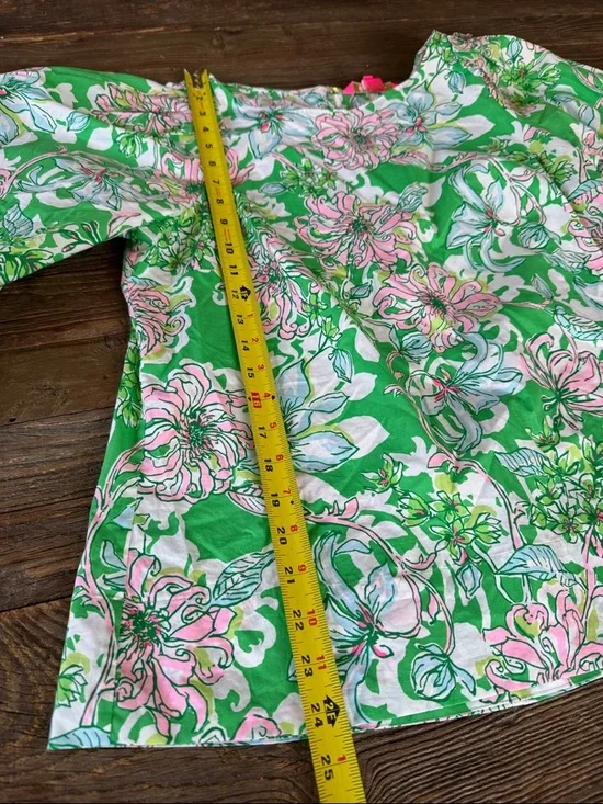 Lilly Pulitzer Barbara cotton puff sleeve pop over spearmint blossom views 10 - Picture 8 of 12